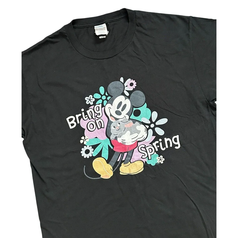 Disney Mickey Mouse with Easter Bunny Rabbit Bring‎ on Spring Shirt Size L